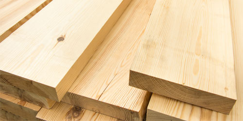 Stack of new lumber timbers